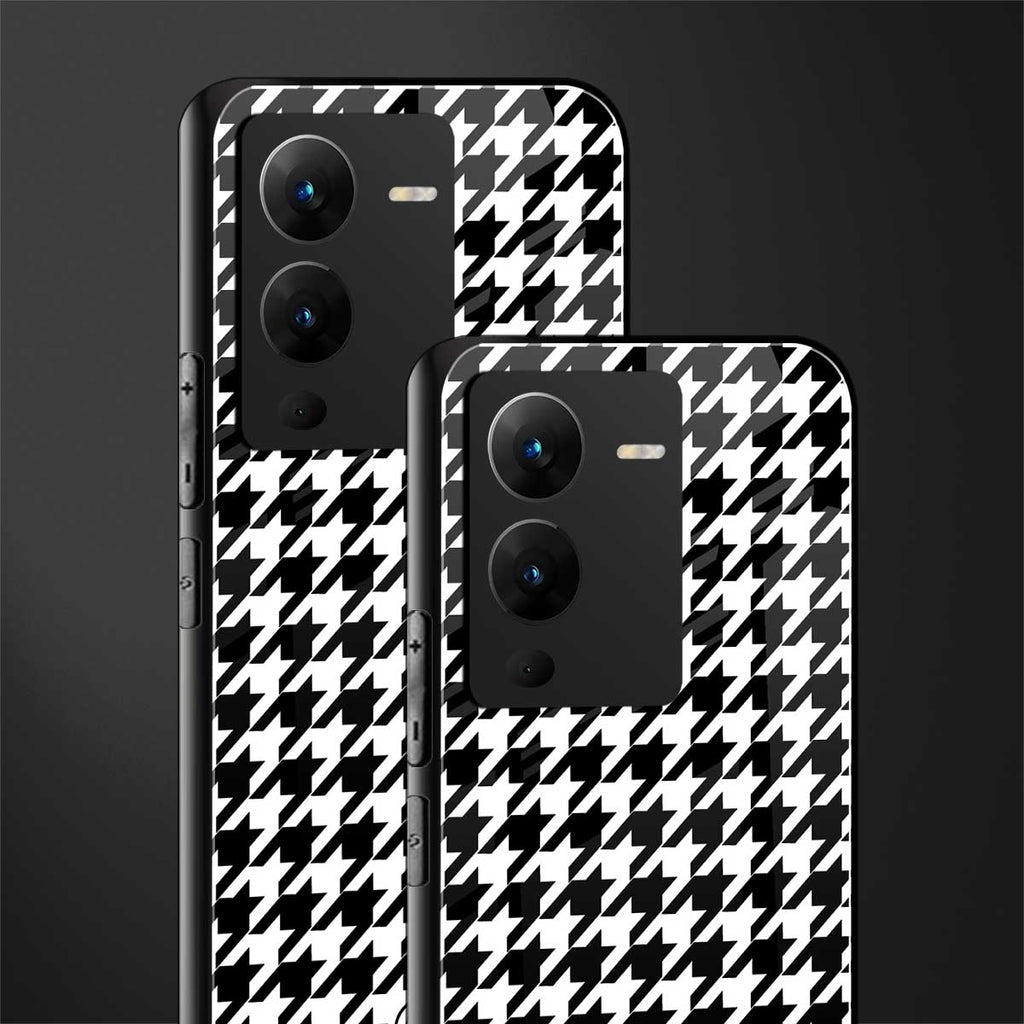 houndstooth classic back phone cover | glass case for vivo v25 pro 5g