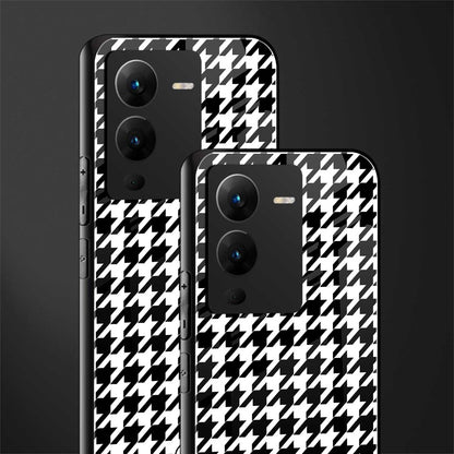 houndstooth classic back phone cover | glass case for vivo v25 pro 5g