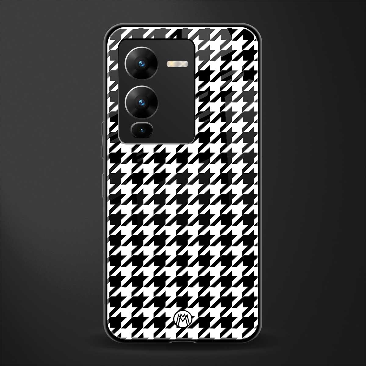 houndstooth classic back phone cover | glass case for vivo v25 pro 5g