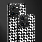 houndstooth classic back phone cover | glass case for vivo y35 4g