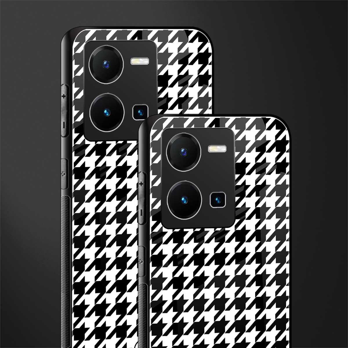 houndstooth classic back phone cover | glass case for vivo y35 4g