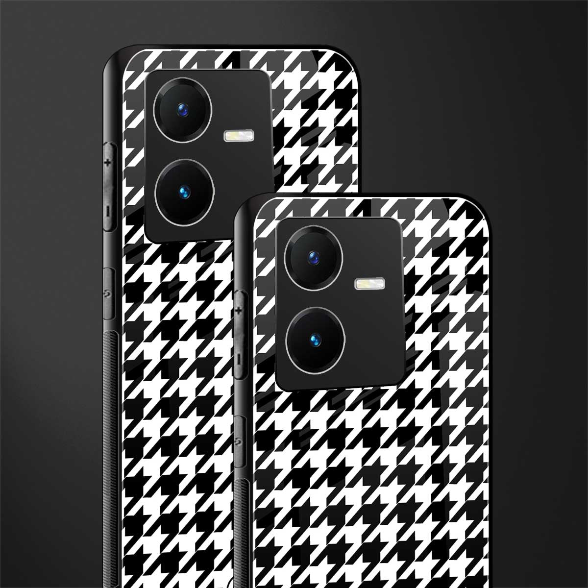 houndstooth classic back phone cover | glass case for vivo y22