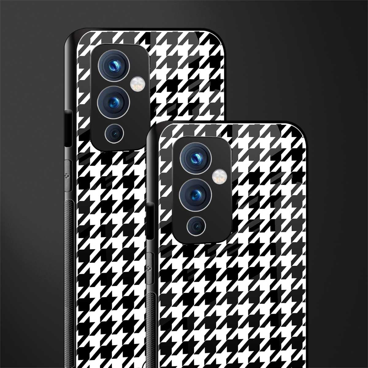 houndstooth classic back phone cover | glass case for oneplus 9