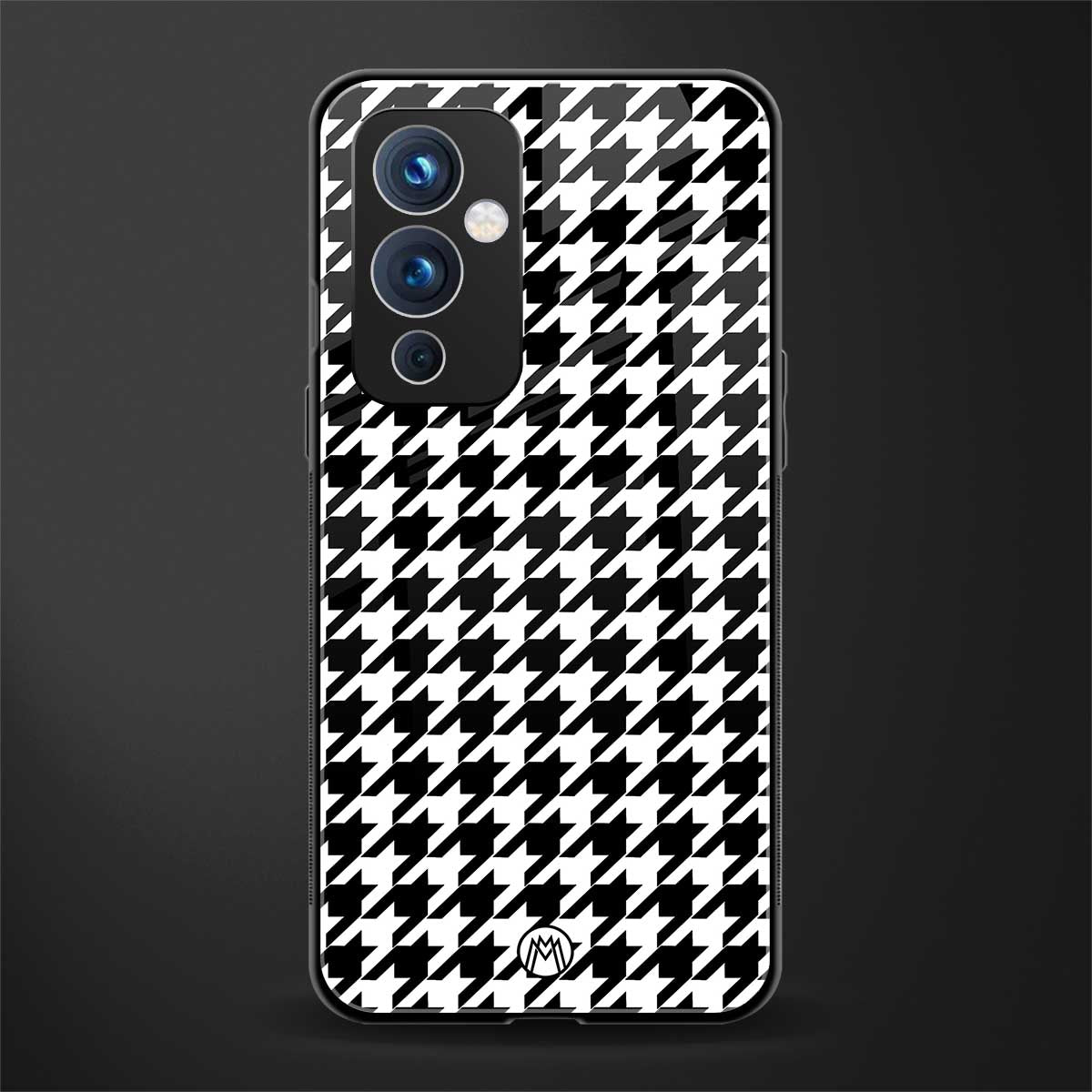 houndstooth classic back phone cover | glass case for oneplus 9