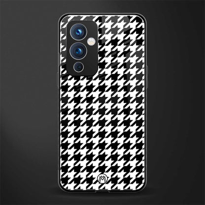 houndstooth classic back phone cover | glass case for oneplus 9