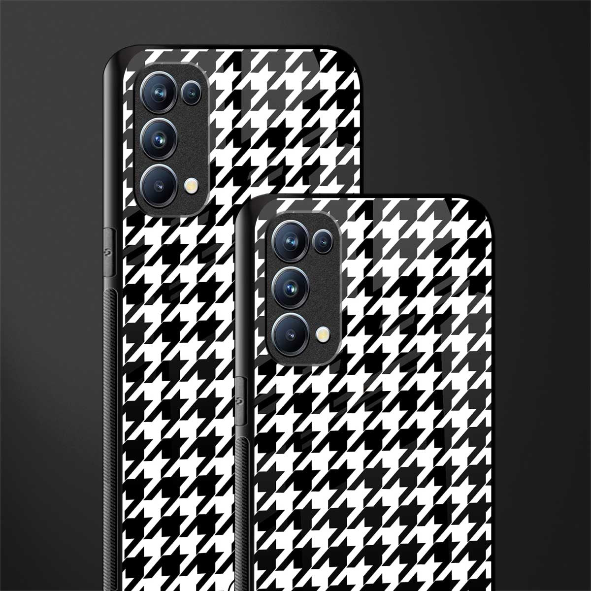 houndstooth classic back phone cover | glass case for oppo reno 5