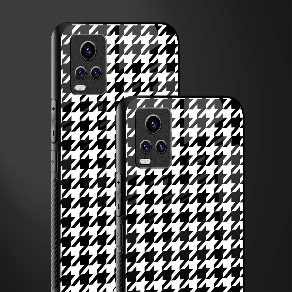 houndstooth classic back phone cover | glass case for vivo v21e 4g