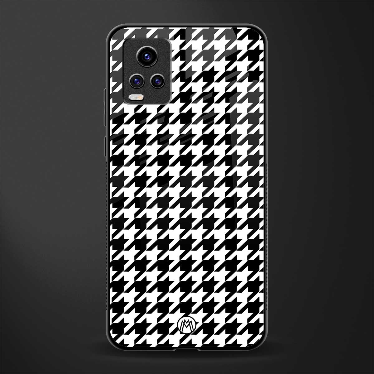 houndstooth classic back phone cover | glass case for vivo v21e 4g