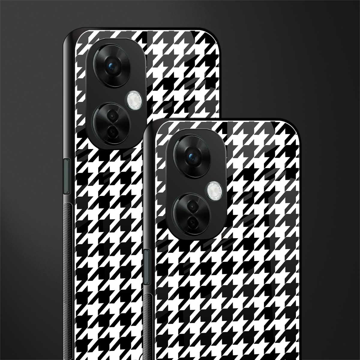houndstooth classic back phone cover | glass case for oneplus nord ce 3 lite