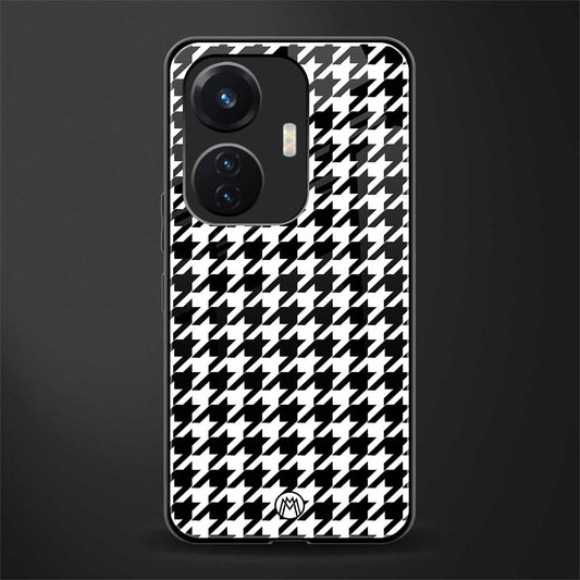 houndstooth classic back phone cover | glass case for vivo t1 44w 4g