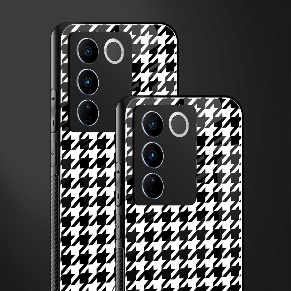 houndstooth classic back phone cover | glass case for vivo v27 pro 5g