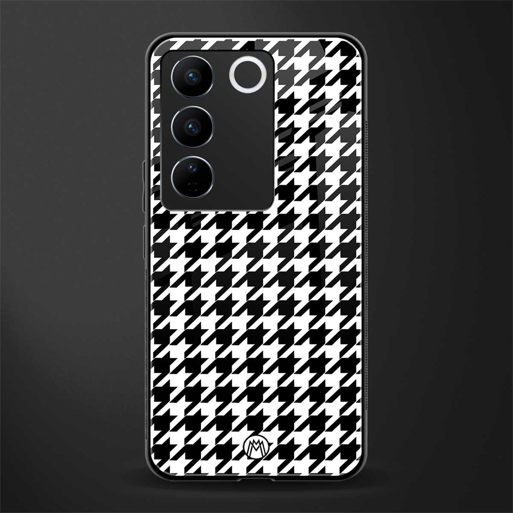 houndstooth classic back phone cover | glass case for vivo v27 pro 5g