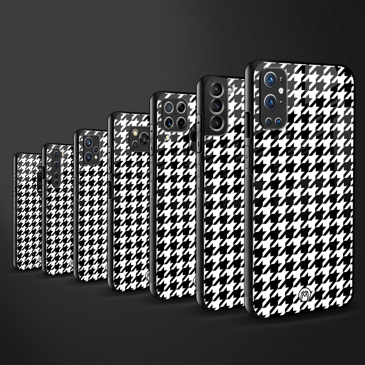 houndstooth classic back phone cover | glass case for vivo v27 pro 5g