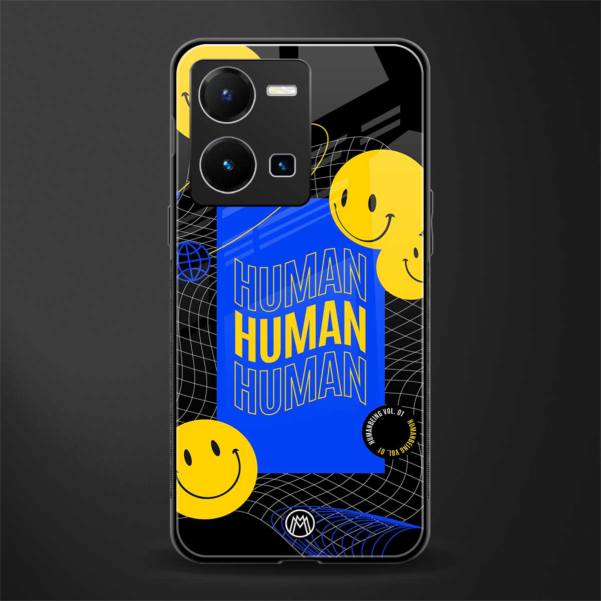 human being back phone cover | glass case for vivo y35 4g