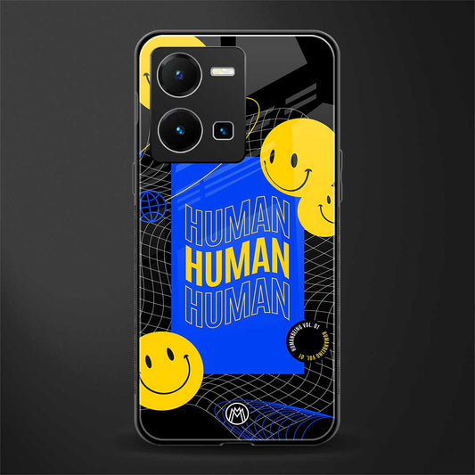 human being back phone cover | glass case for vivo y35 4g