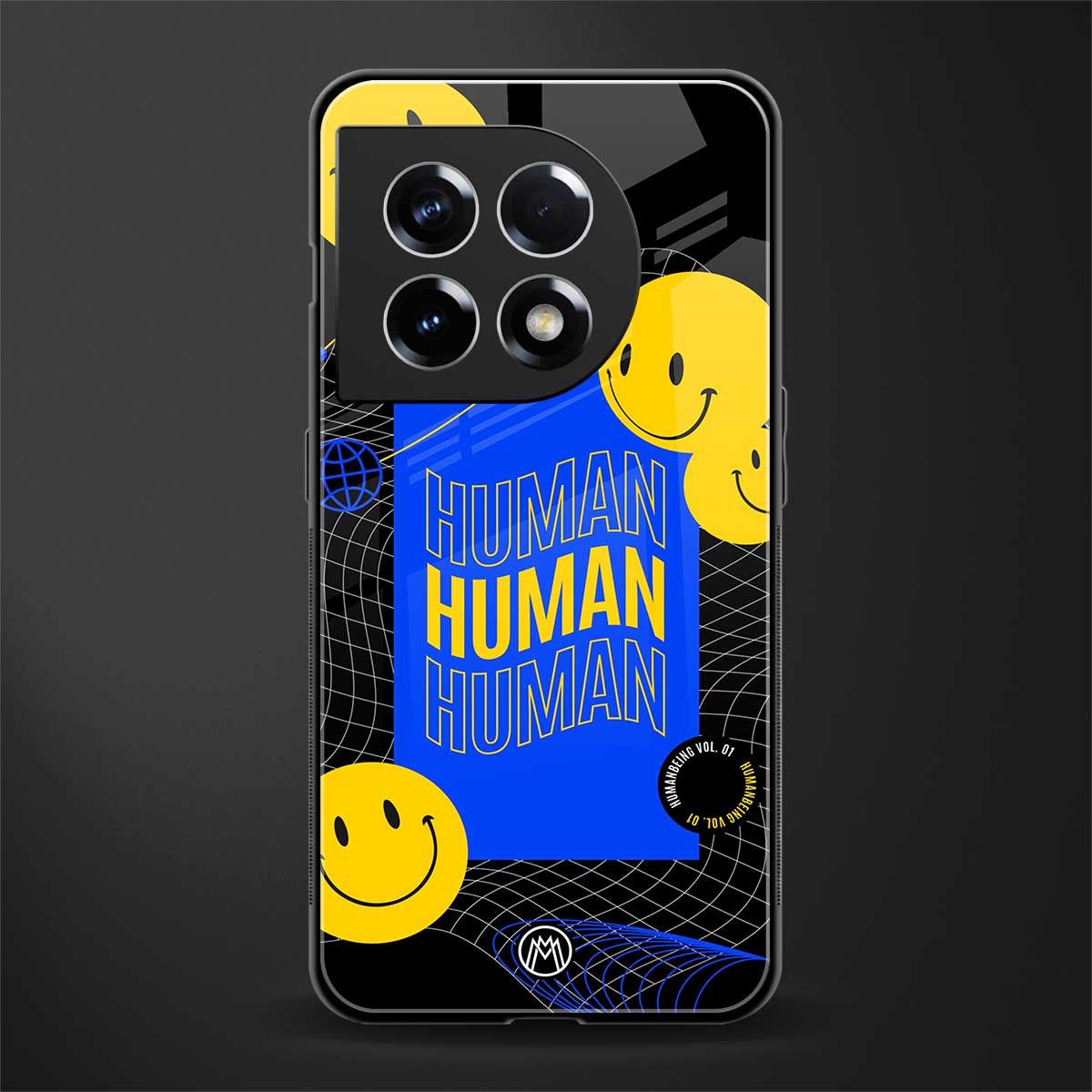 human being back phone cover | glass case for oneplus 11