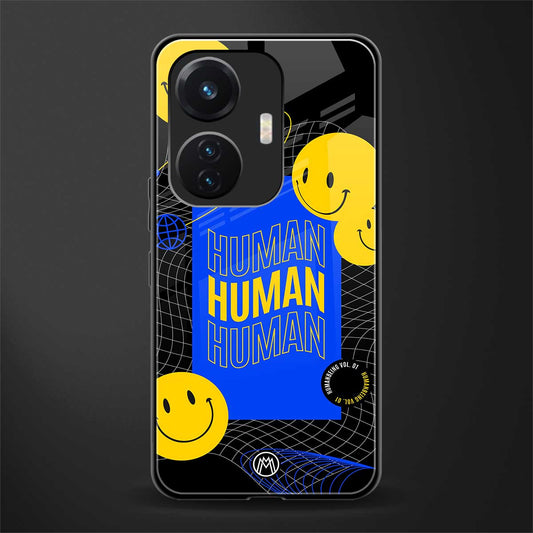 human being back phone cover | glass case for vivo t1 44w 4g
