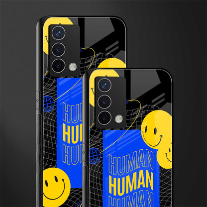 human being back phone cover | glass case for oppo a74 4g