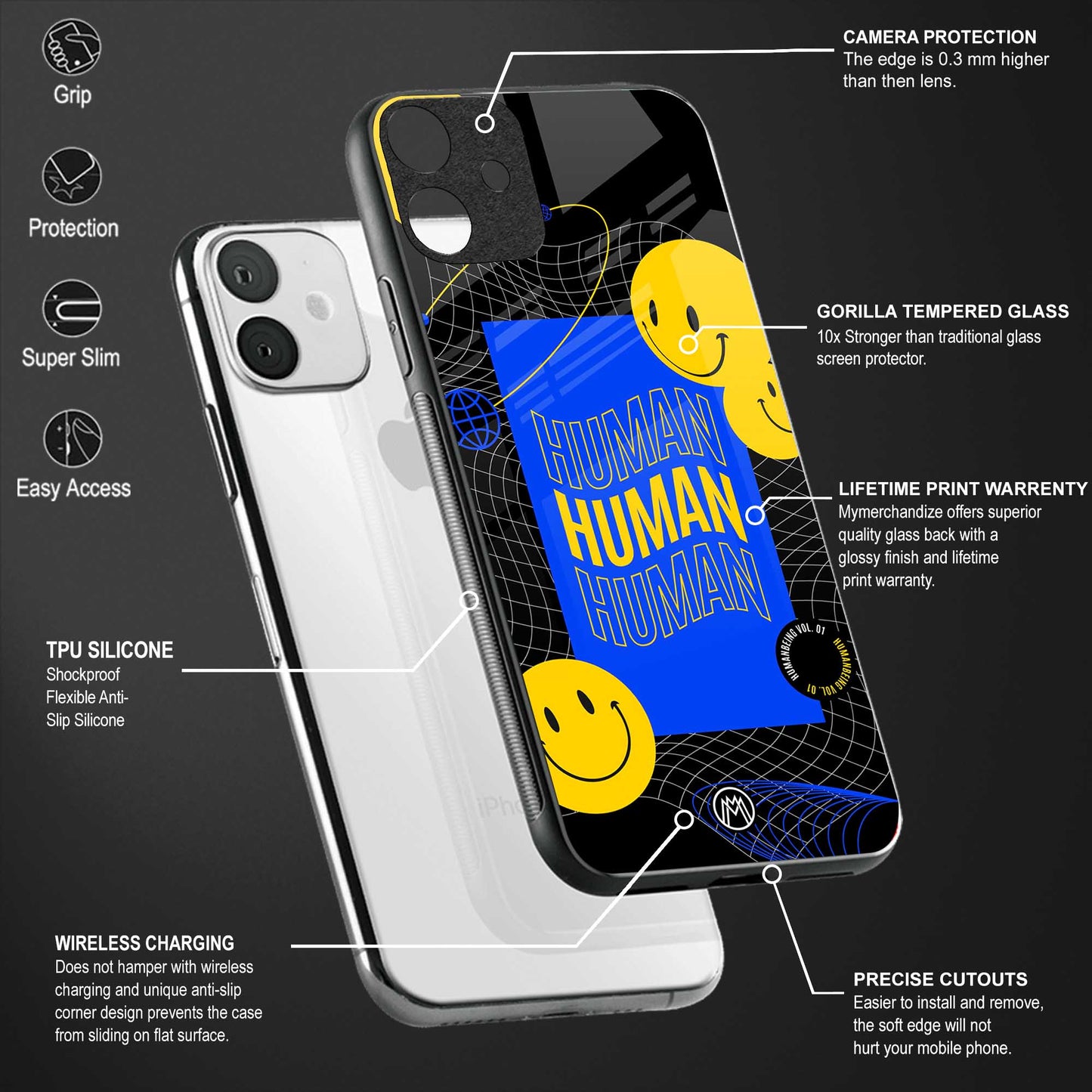 human being back phone cover | glass case for vivo v27 pro 5g