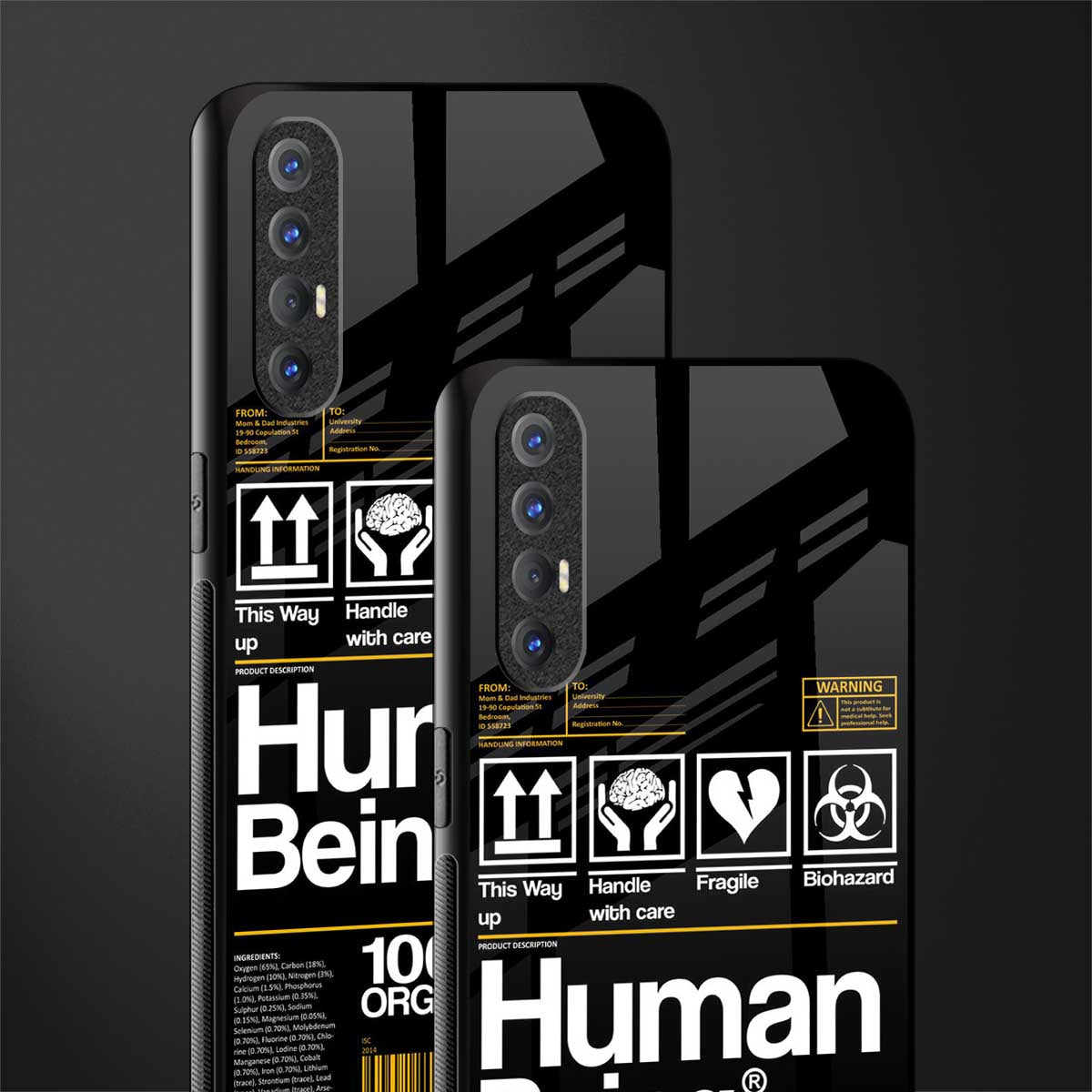 human being label phone cover for oppo reno 3 pro