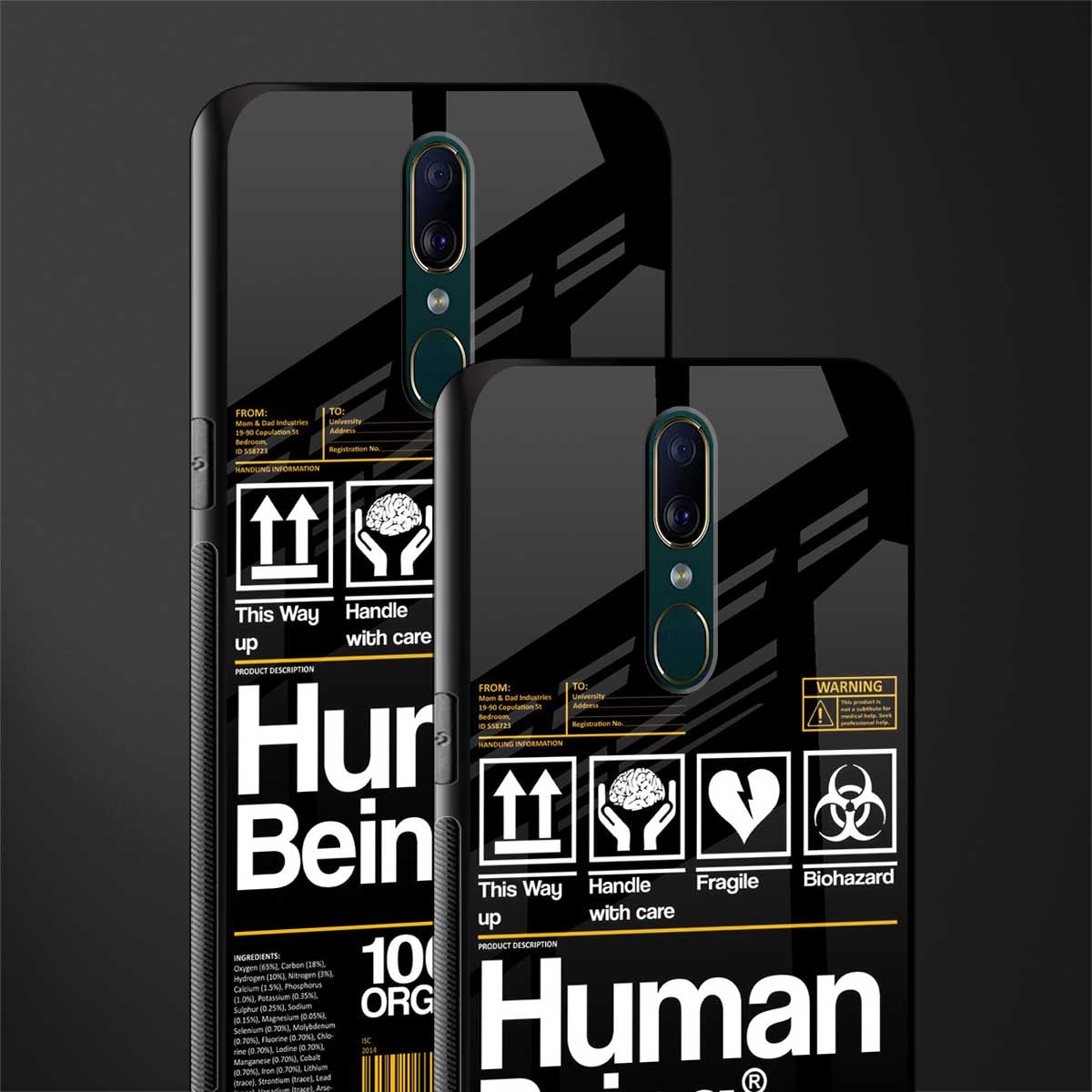 human being label phone cover for oppo a9