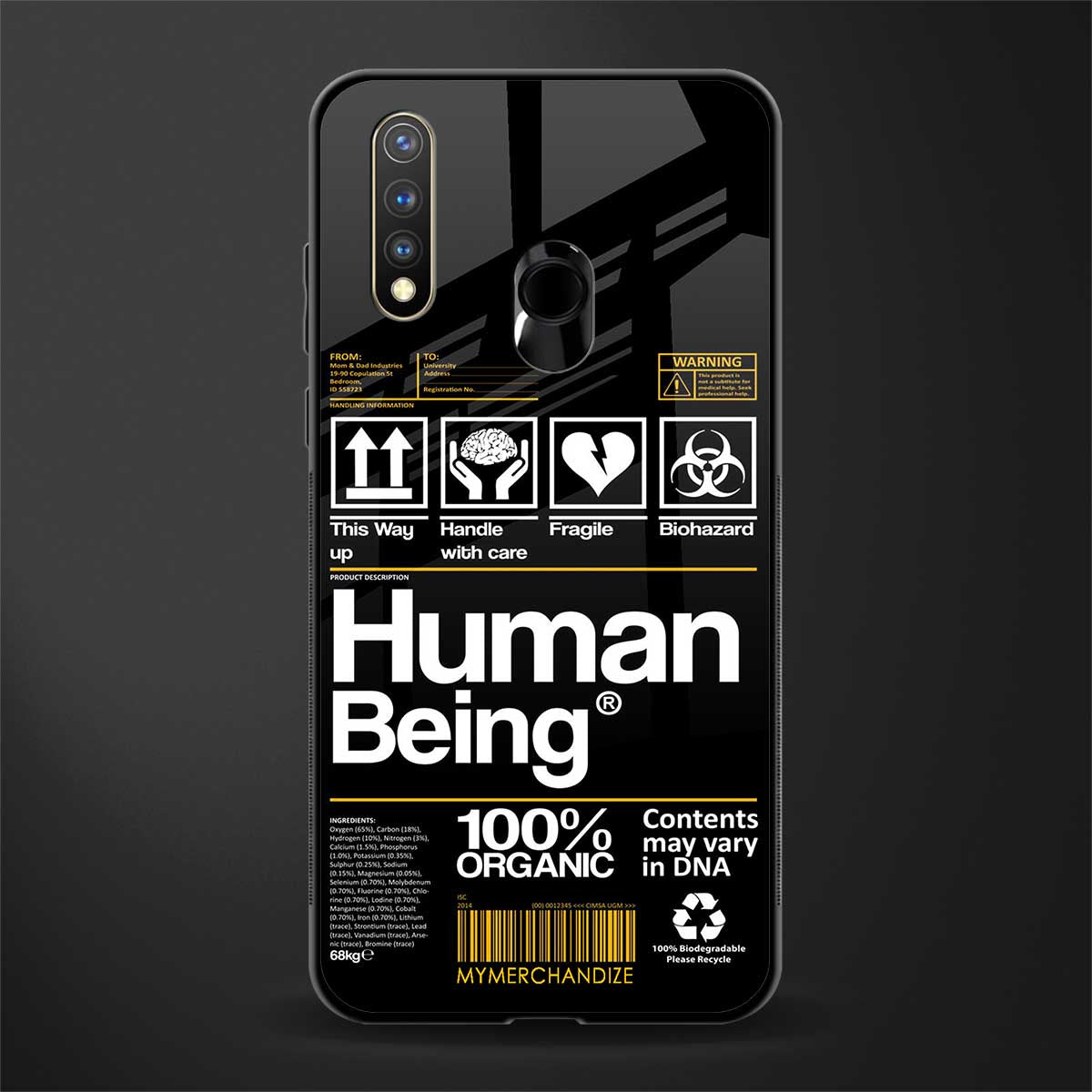 human being label phone cover for vivo u20