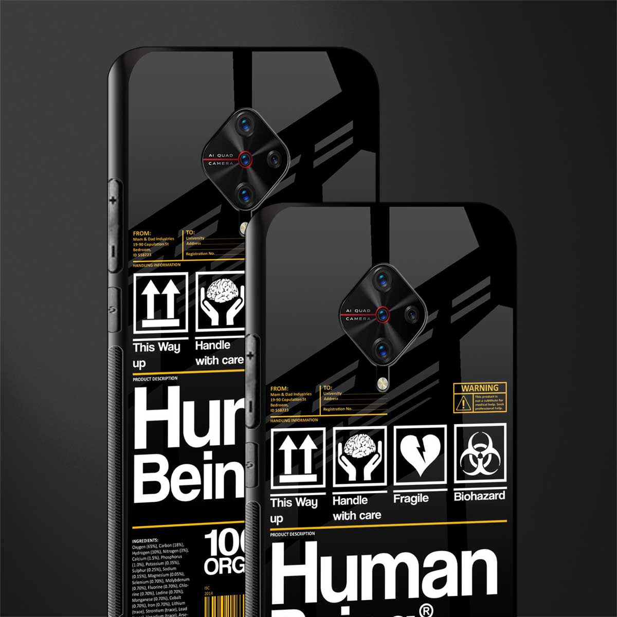 human being label phone cover for vivo s1 pro