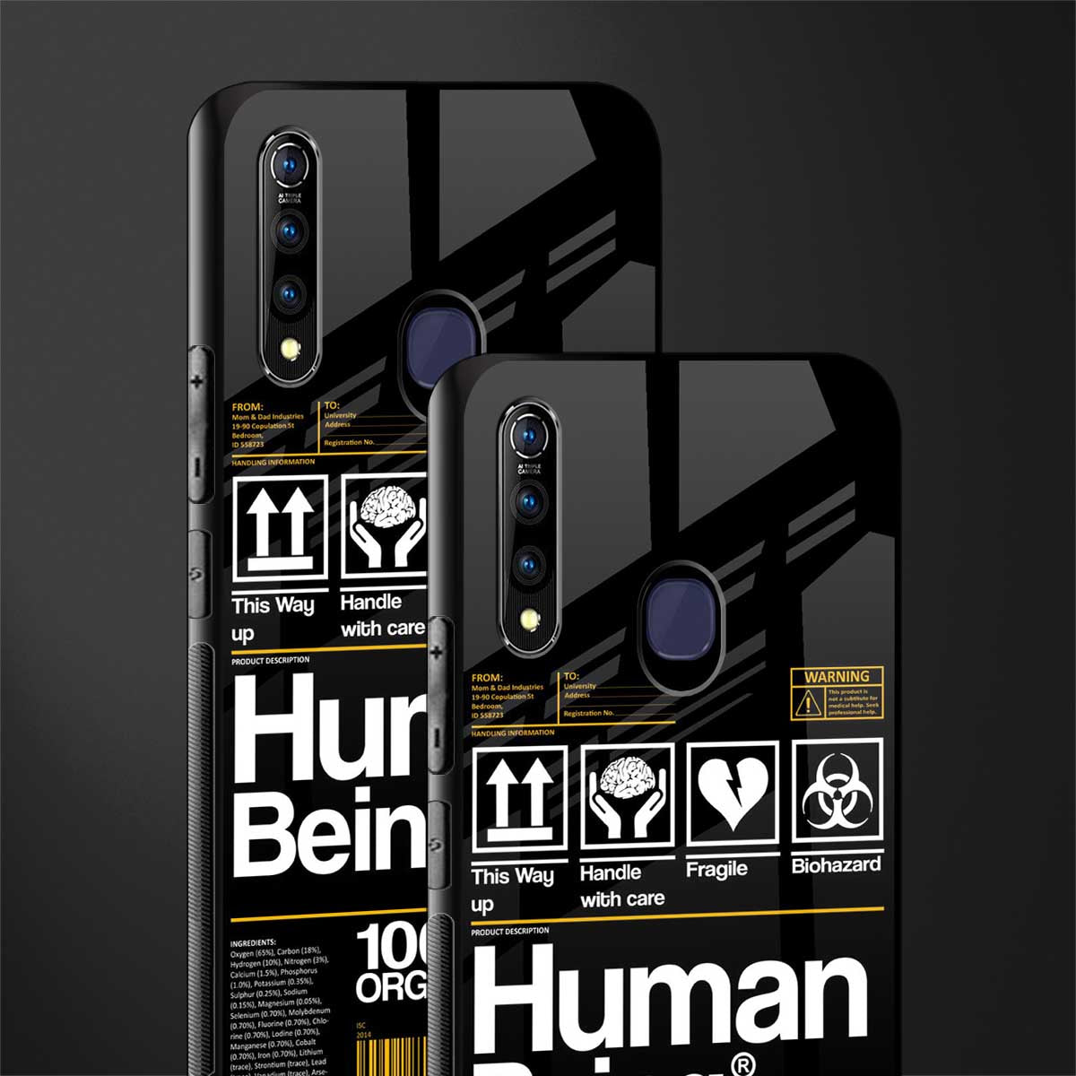 human being label phone cover for vivo z1 pro