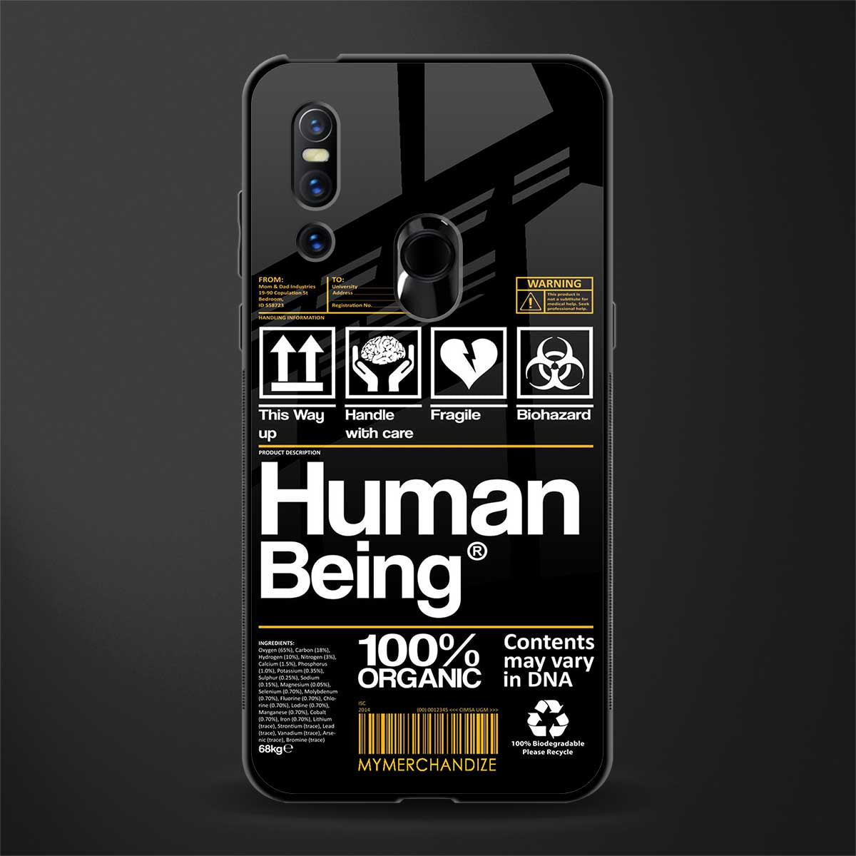 human being label phone cover for vivo v15