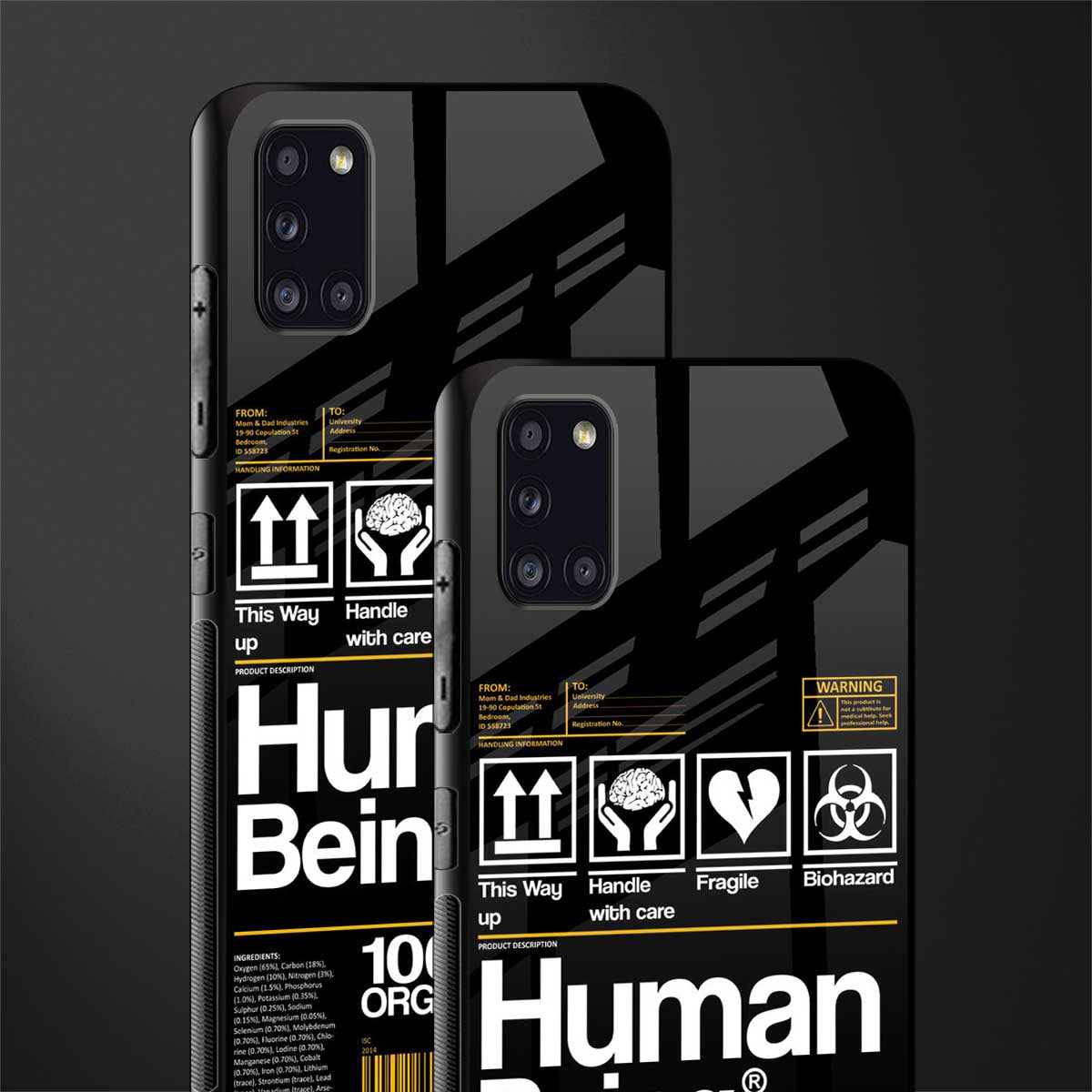 human being label phone cover for samsung galaxy a31