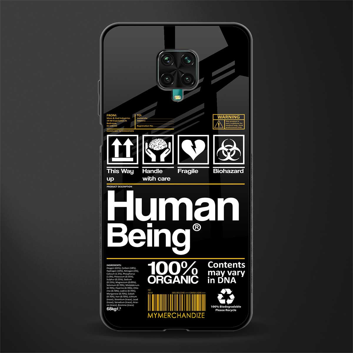 human being label phone cover for poco m2 pro