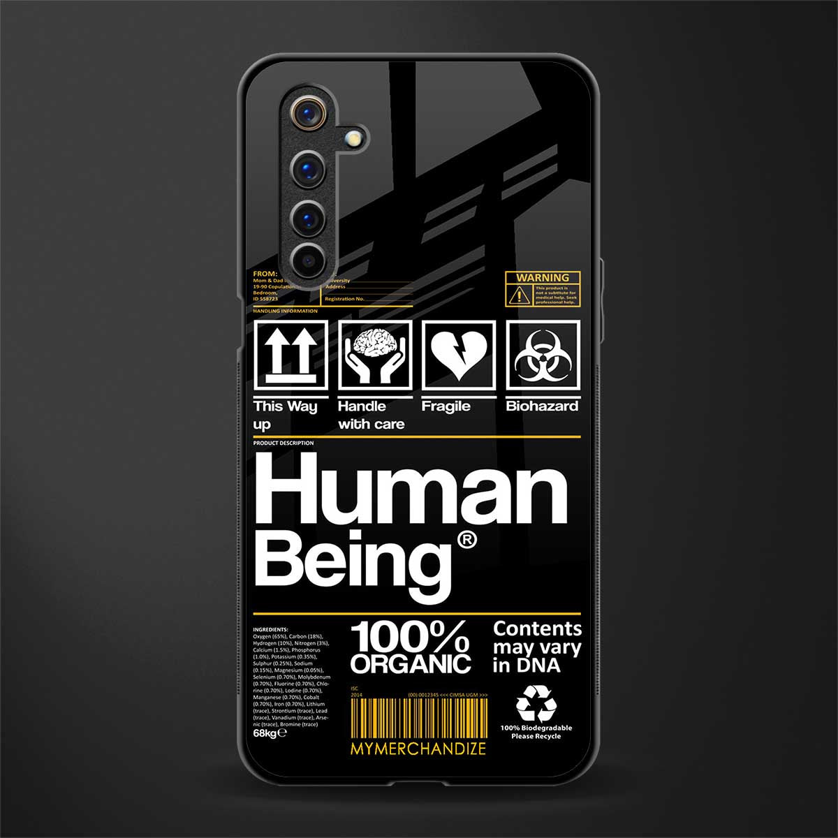human being label phone cover for realme 6 pro