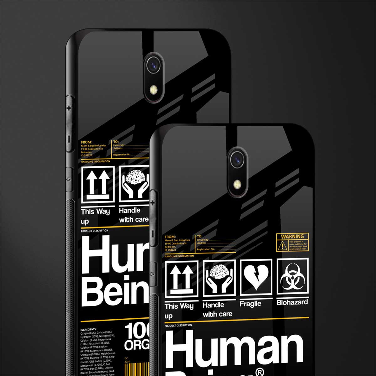 human being label phone cover for redmi 8a