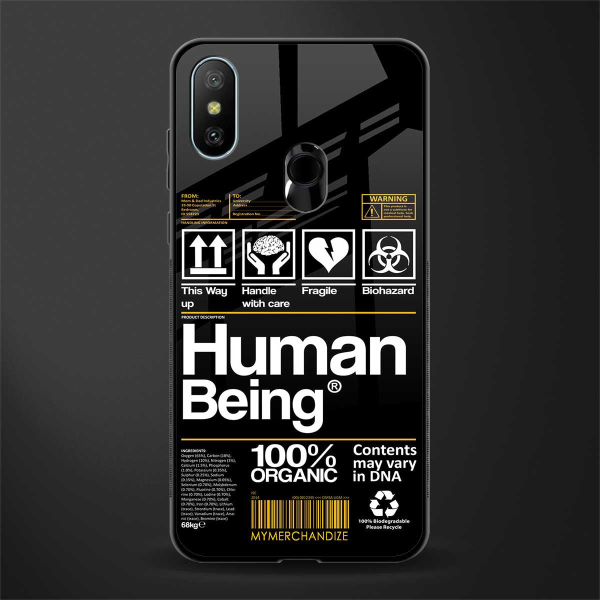 human being label phone cover for redmi 6 pro