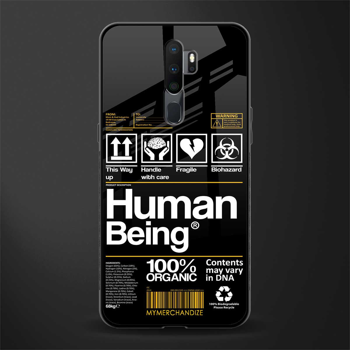 human being label phone cover for oppo a5 2020