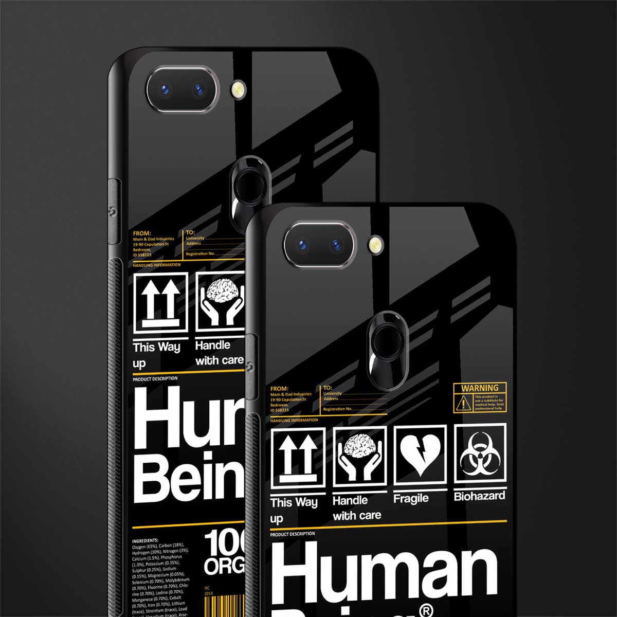 human being label phone cover for oppo a5