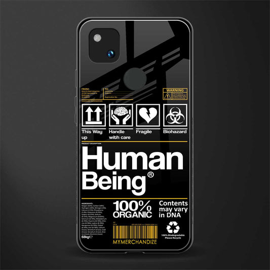 human being label back phone cover | glass case for google pixel 4a 4g