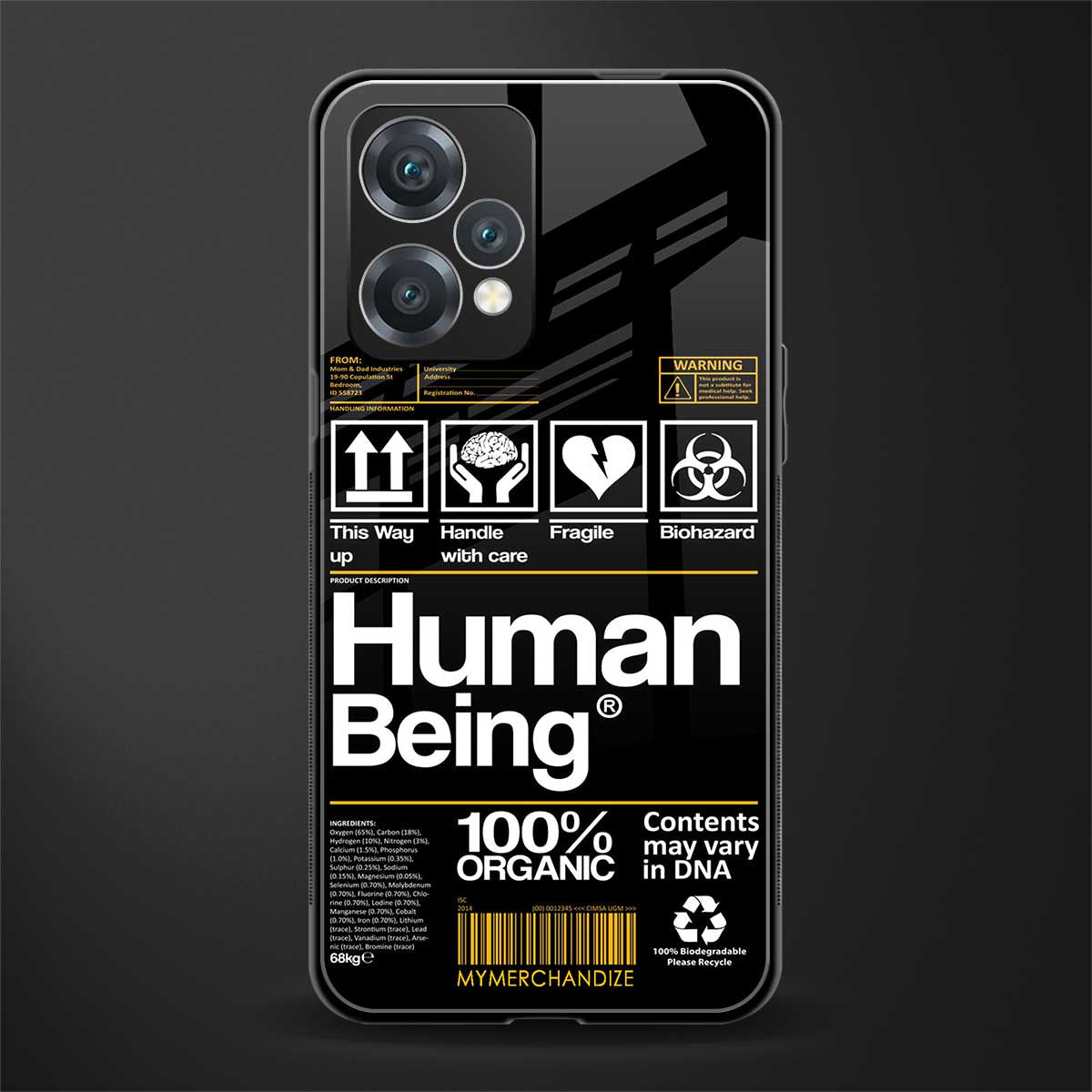 human being label back phone cover | glass case for realme 9 pro 5g