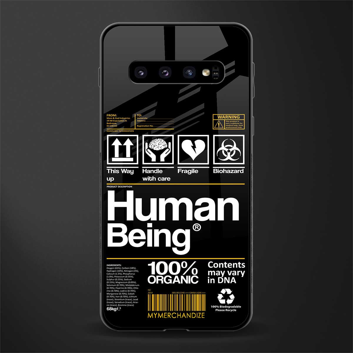 human being label phone cover for samsung galaxy s10