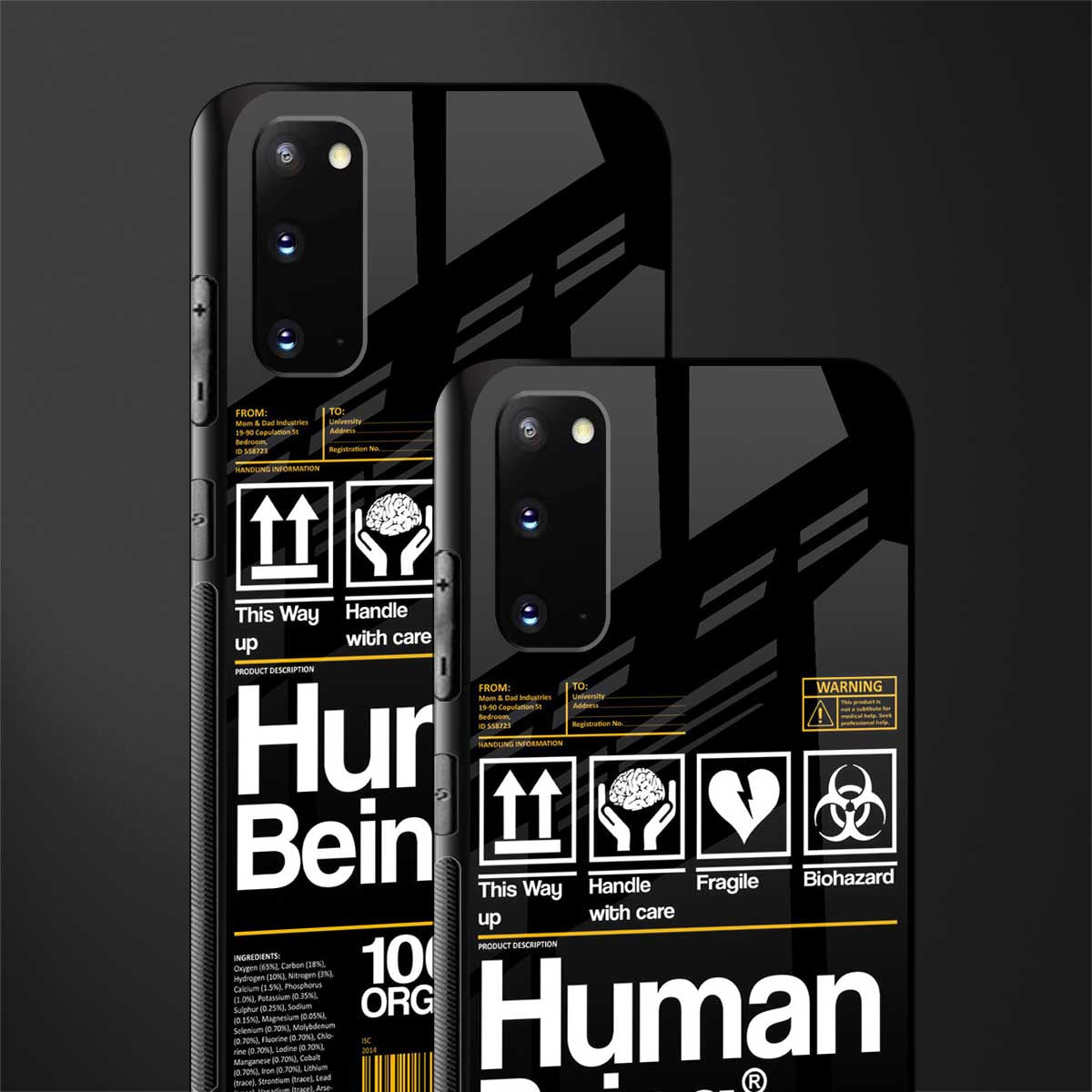 human being label phone cover for samsung galaxy s20