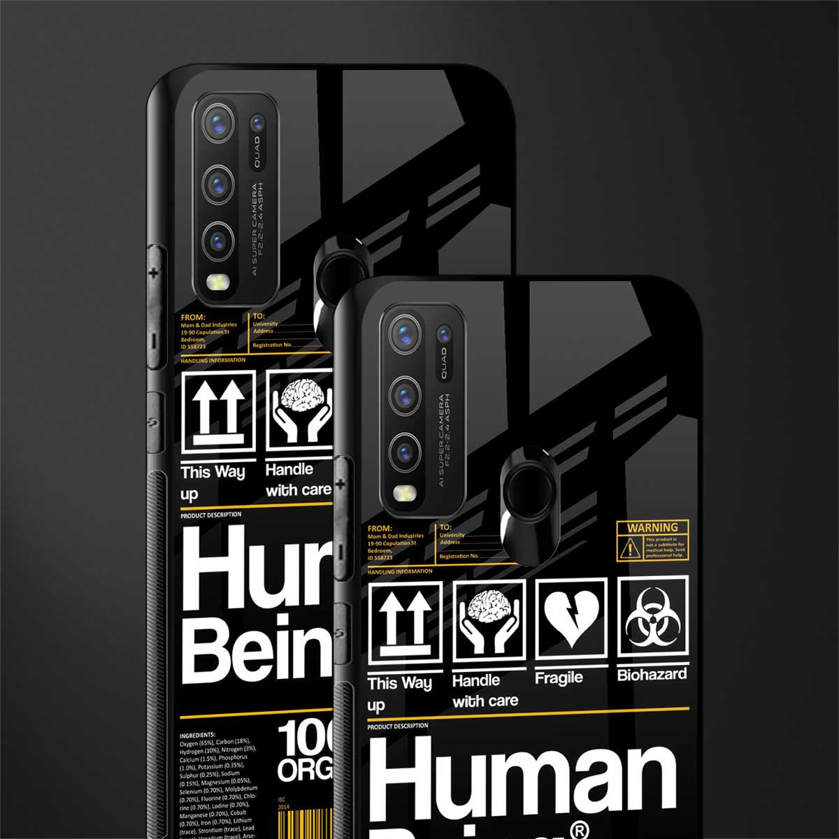 human being label phone cover for vivo y30