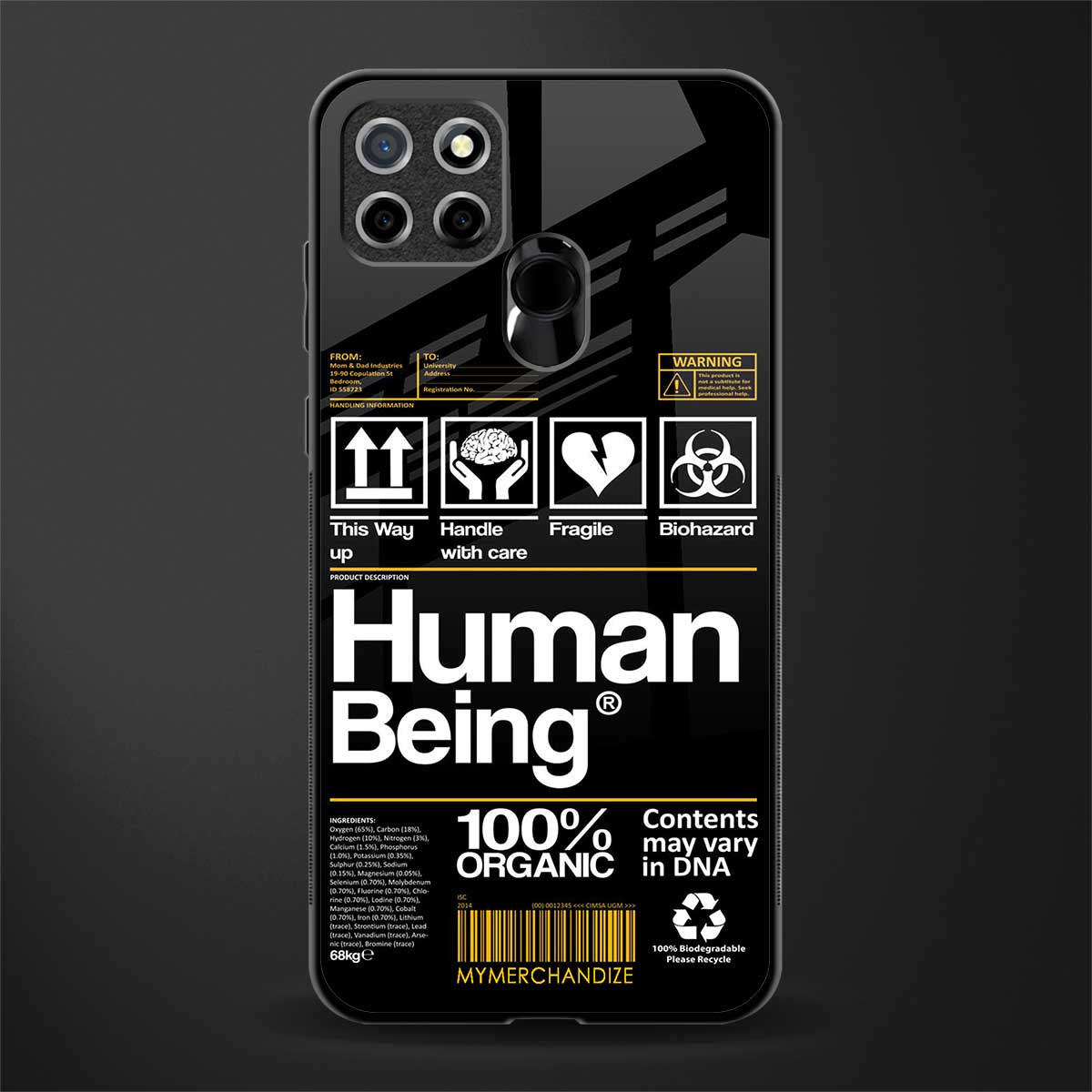 human being label phone cover for realme c12