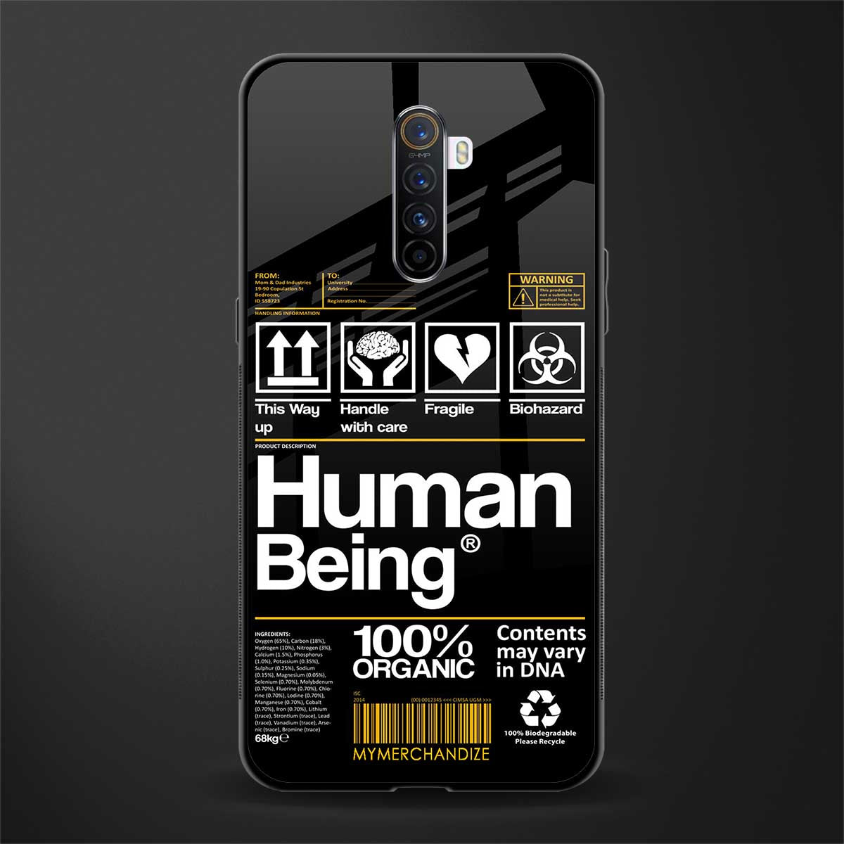 human being label phone cover for realme x2 pro