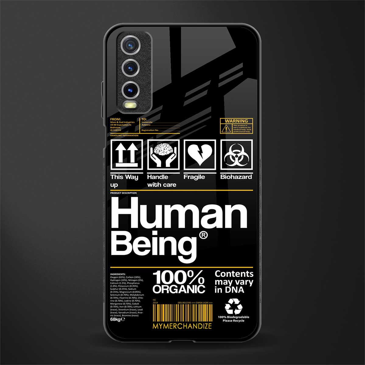 human being label phone cover for vivo y12g