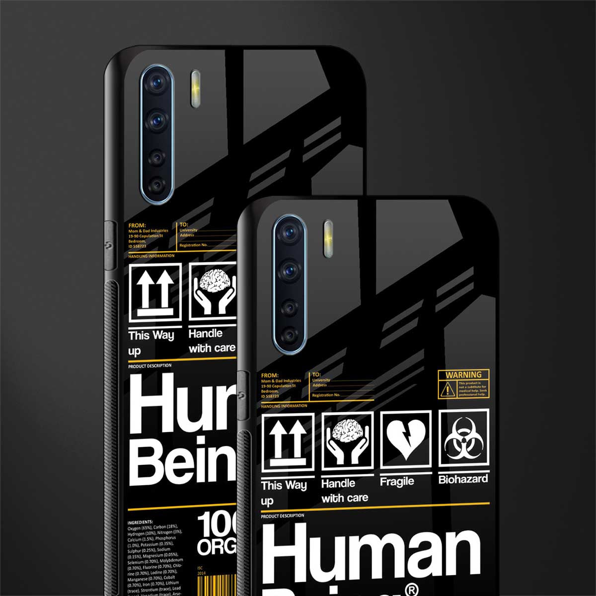 human being label phone cover for oppo f15