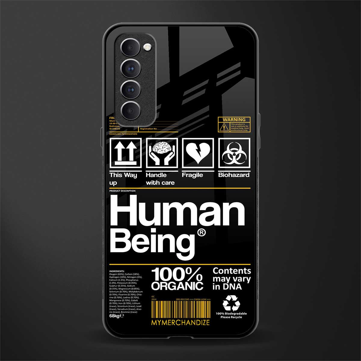 human being label phone cover for oppo reno 4 pro