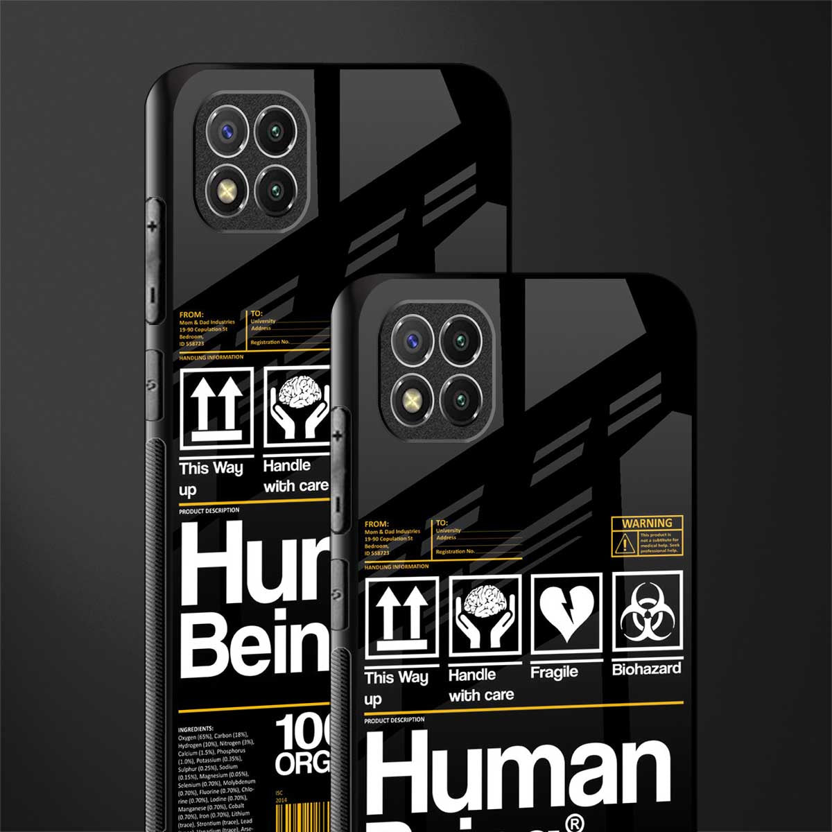 human being label phone cover for poco c3