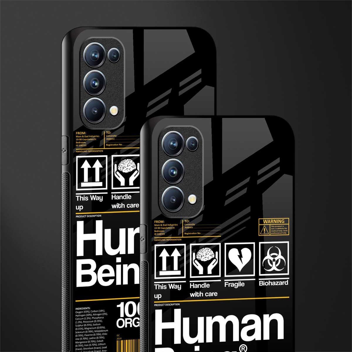 human being label phone cover for oppo reno 5 pro