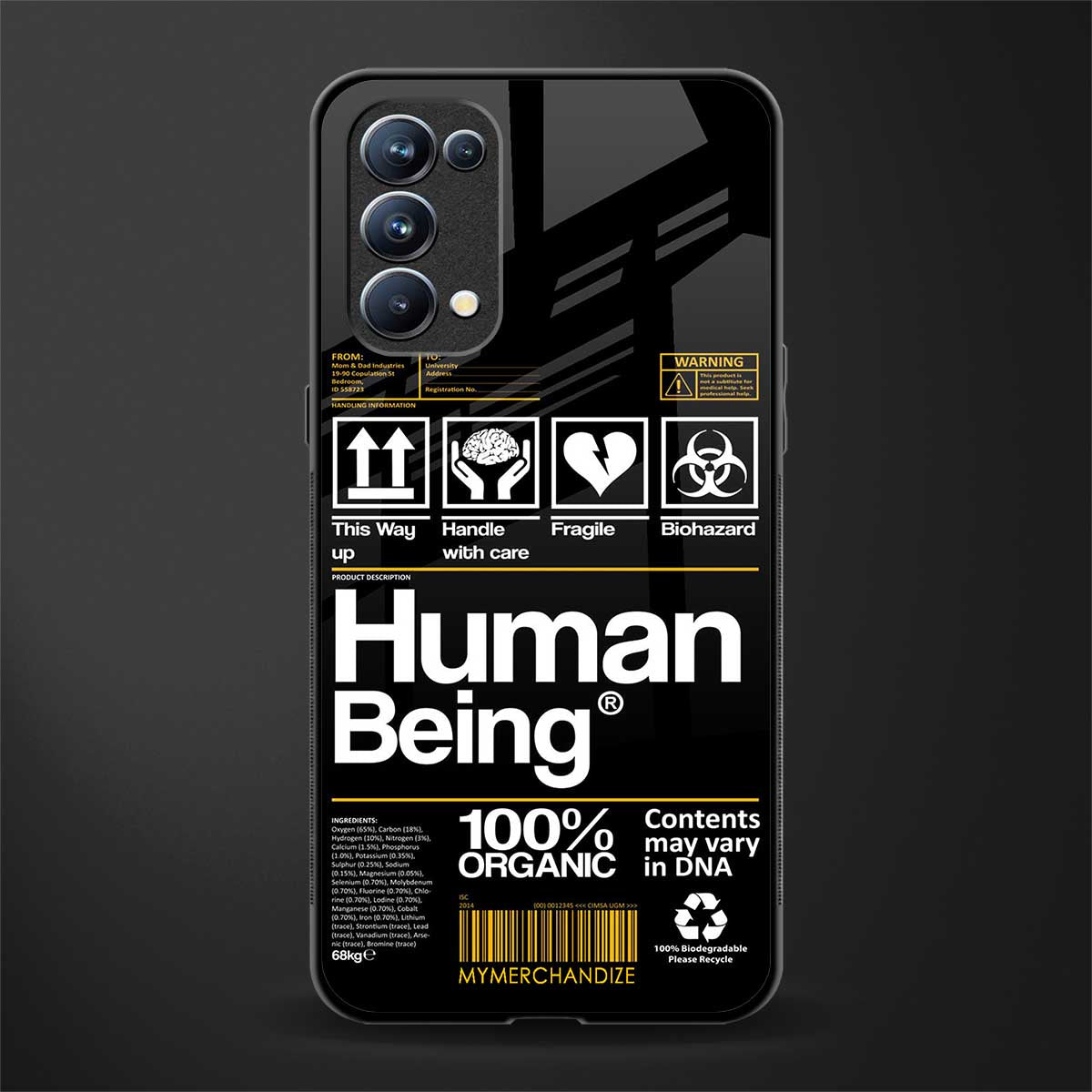 human being label phone cover for oppo reno 5 pro