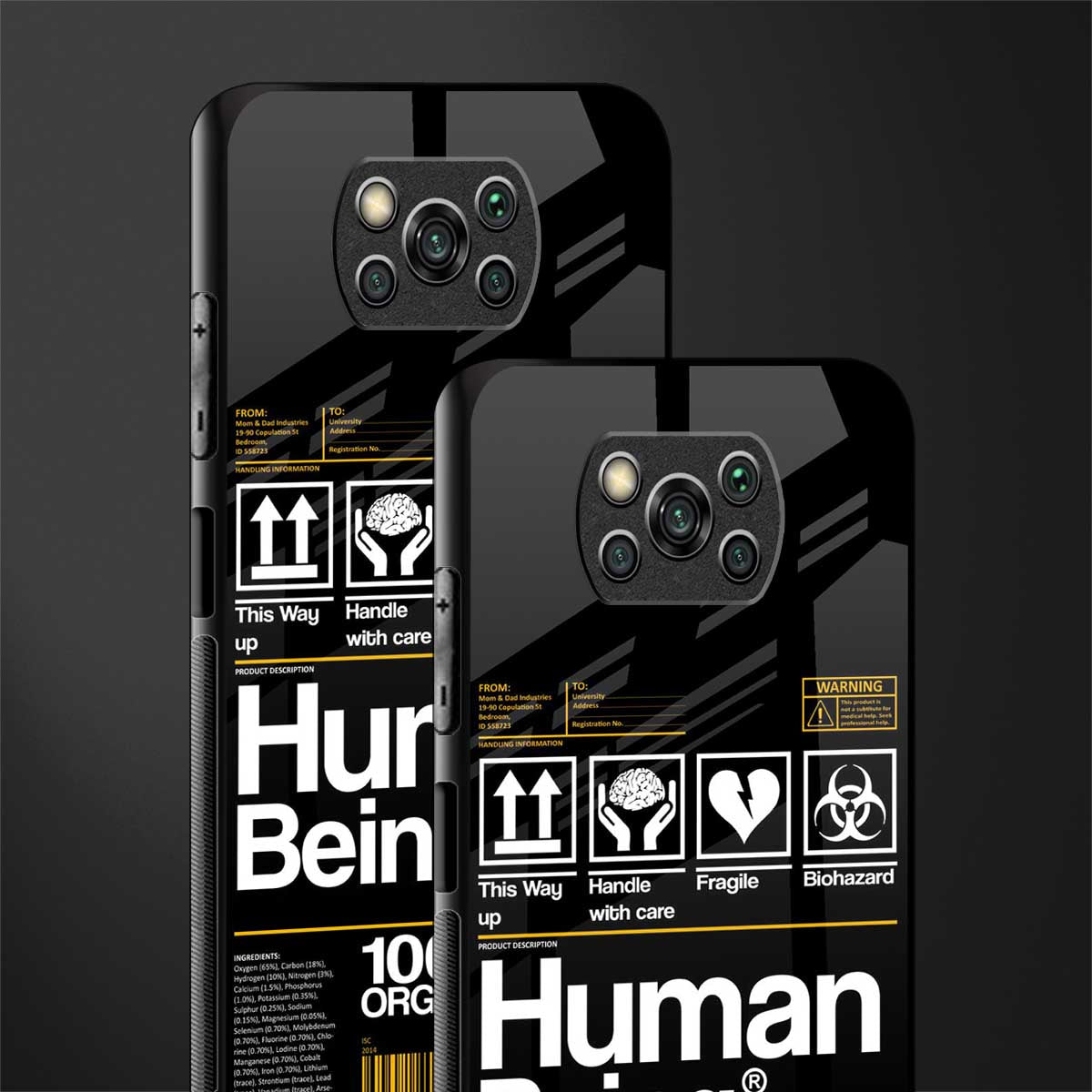human being label phone cover for poco x3